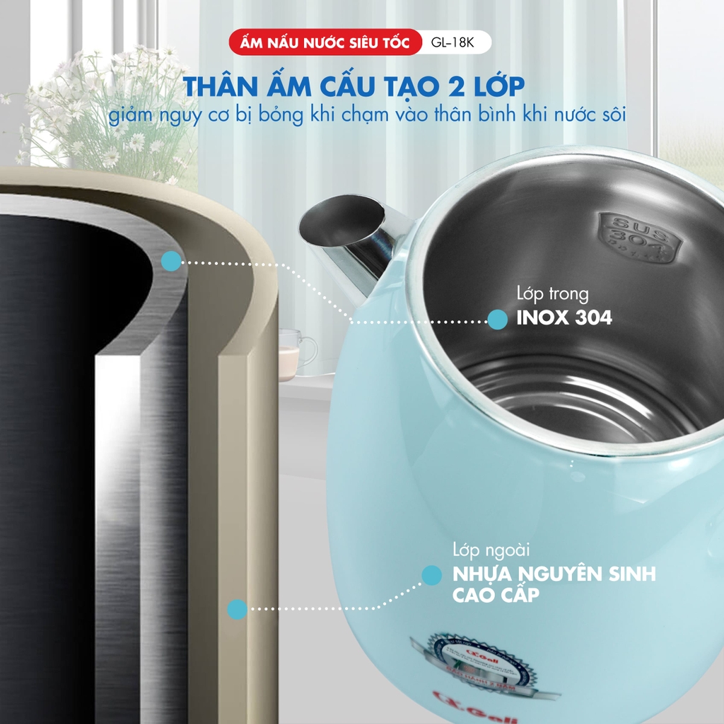 Ấm siêu tốc Gali GL-18K 2 lít