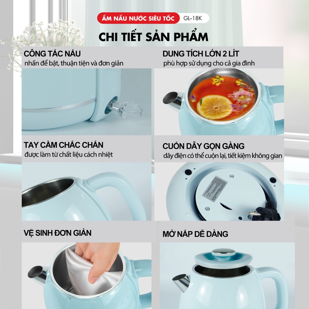 Ấm siêu tốc Gali GL-18K 2 lít