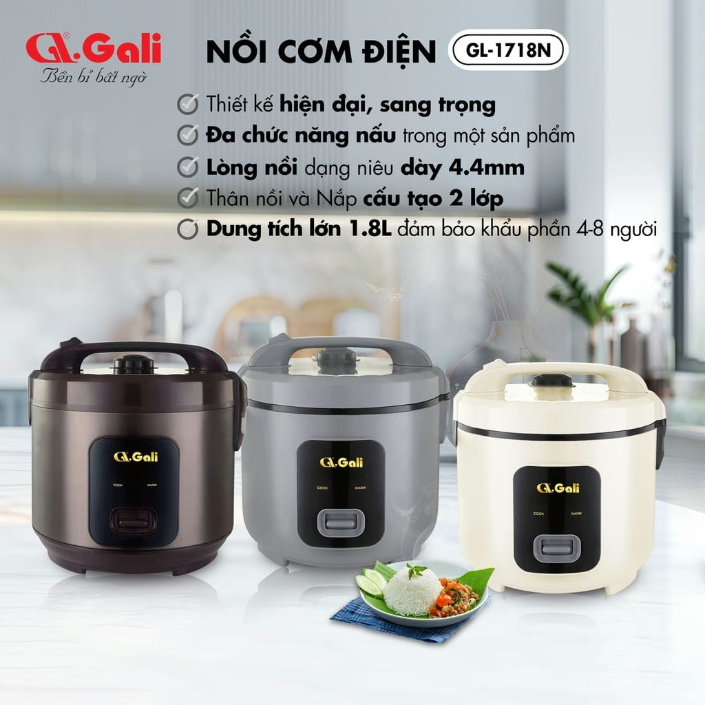 Nồi cơm điện Gali GL-1718N 1.8 lít 700w bảo hành 2 năm