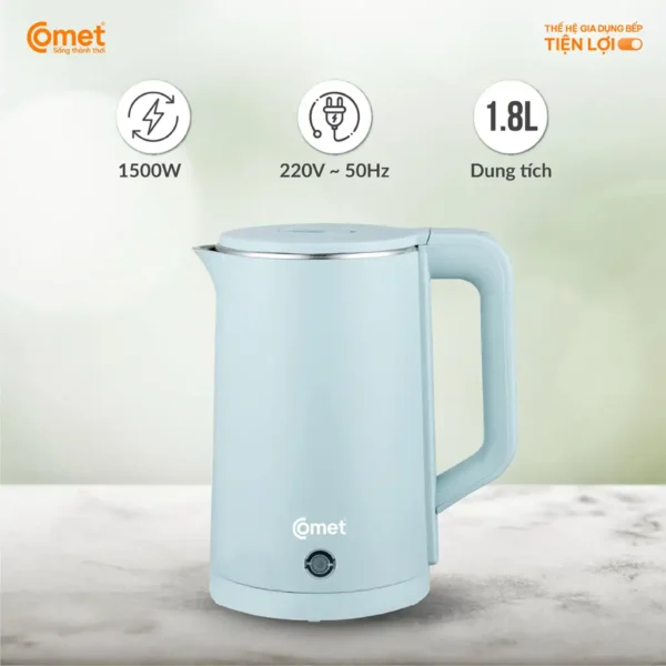 Ấm siêu tốc 2 lớp 1.8L COMET CM8226