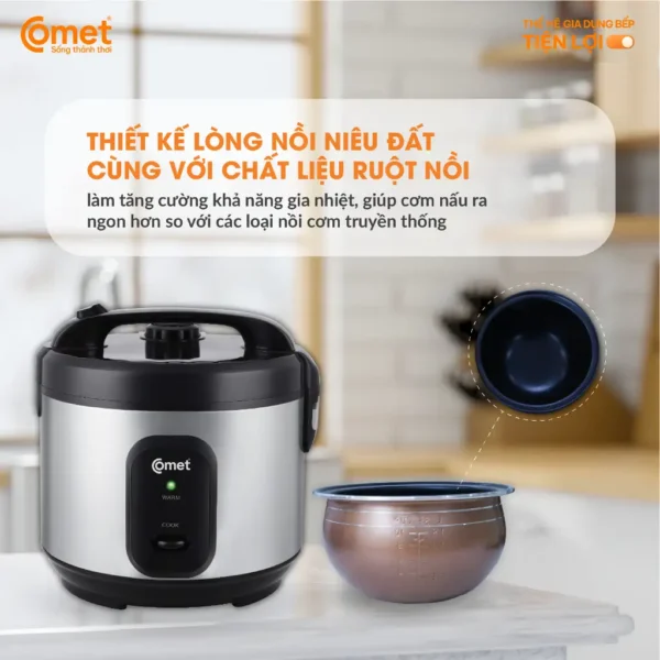Nồi cơm điện nắp gài lòng niêu 1,8L COMET - CM8068