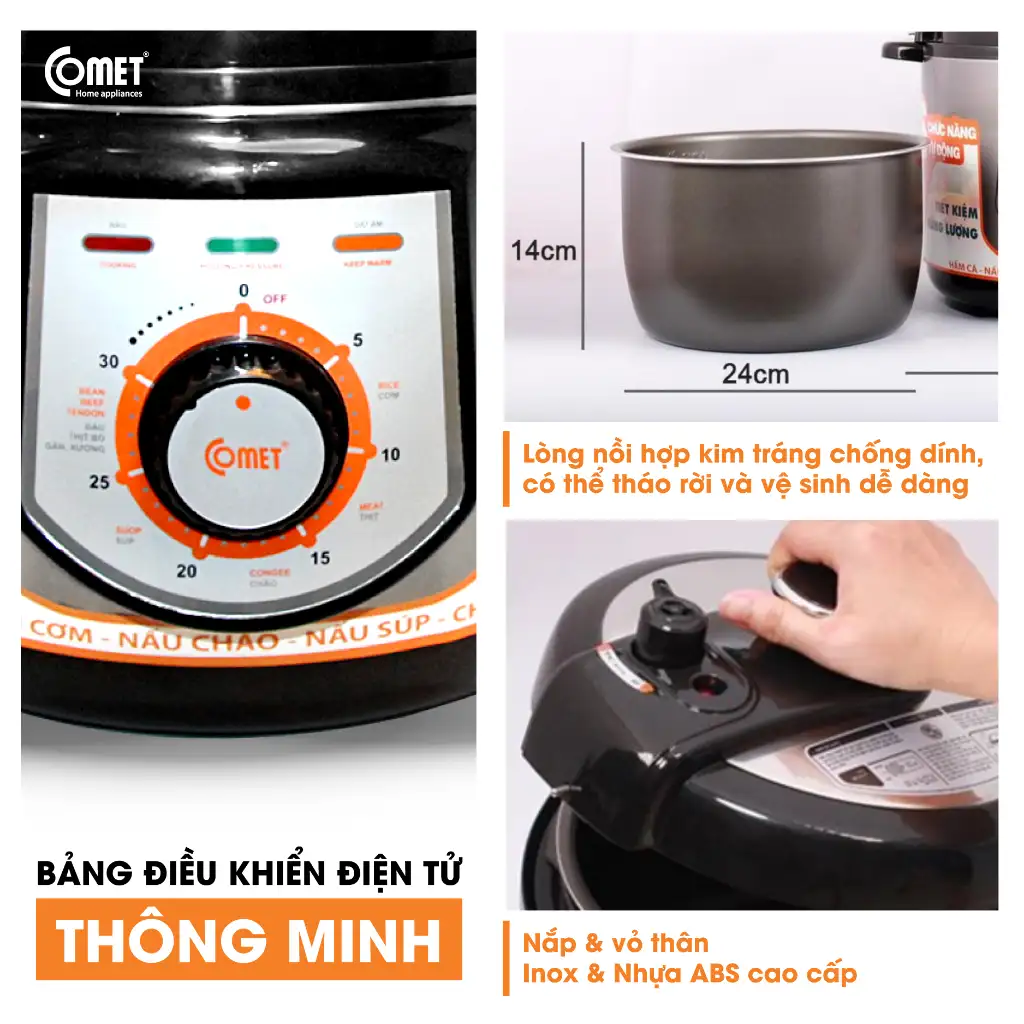 Nồi áp suất CM6150 5 lít Nồi áp suất điện 5L COMET - CM6150