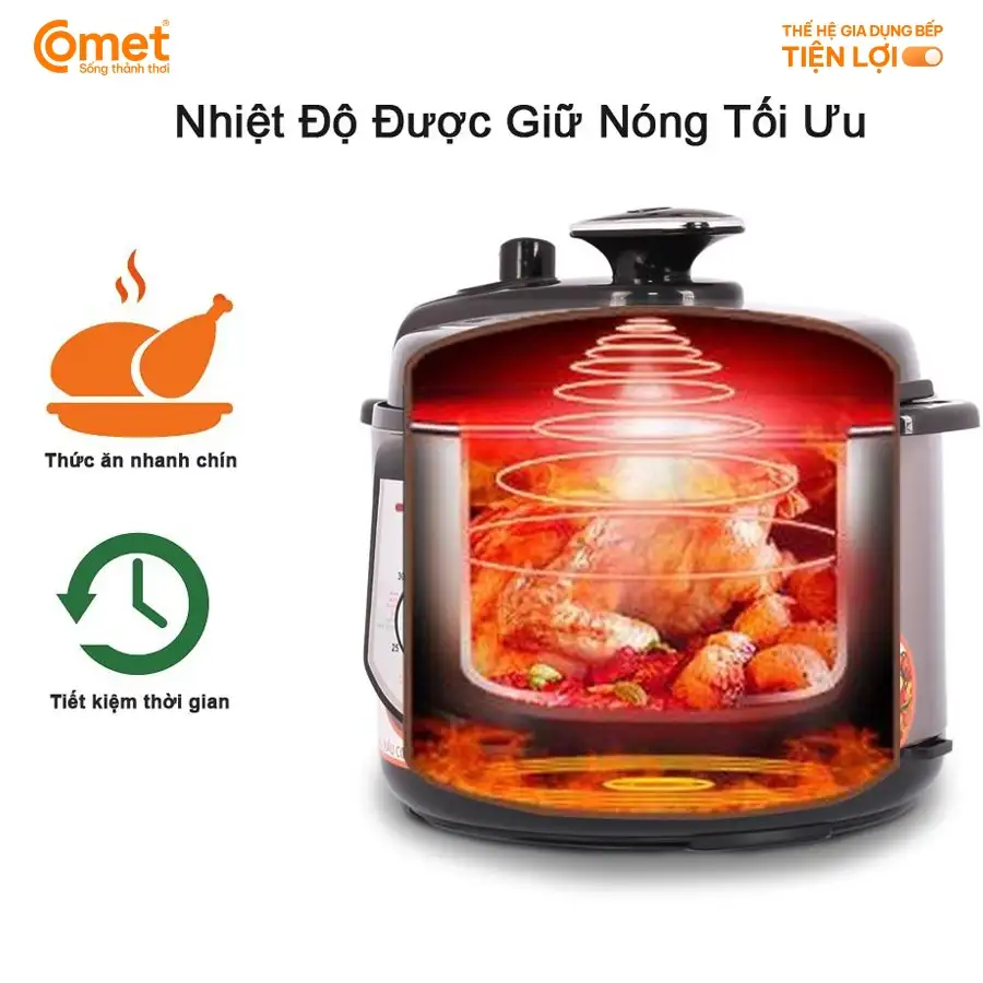 Nồi áp suất CM6150 5 lít Nồi áp suất điện 5L COMET - CM6150