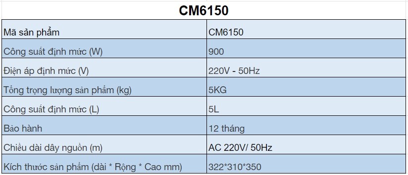 Nồi áp suất CM6150 5 lít Nồi áp suất CM6150 5 lít