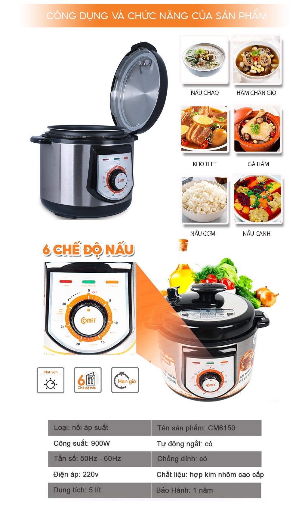 Nồi áp suất CM6150 5 lít