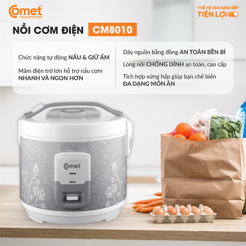 Nồi cơm điện nắp gài COMET CM8010 1.8L
