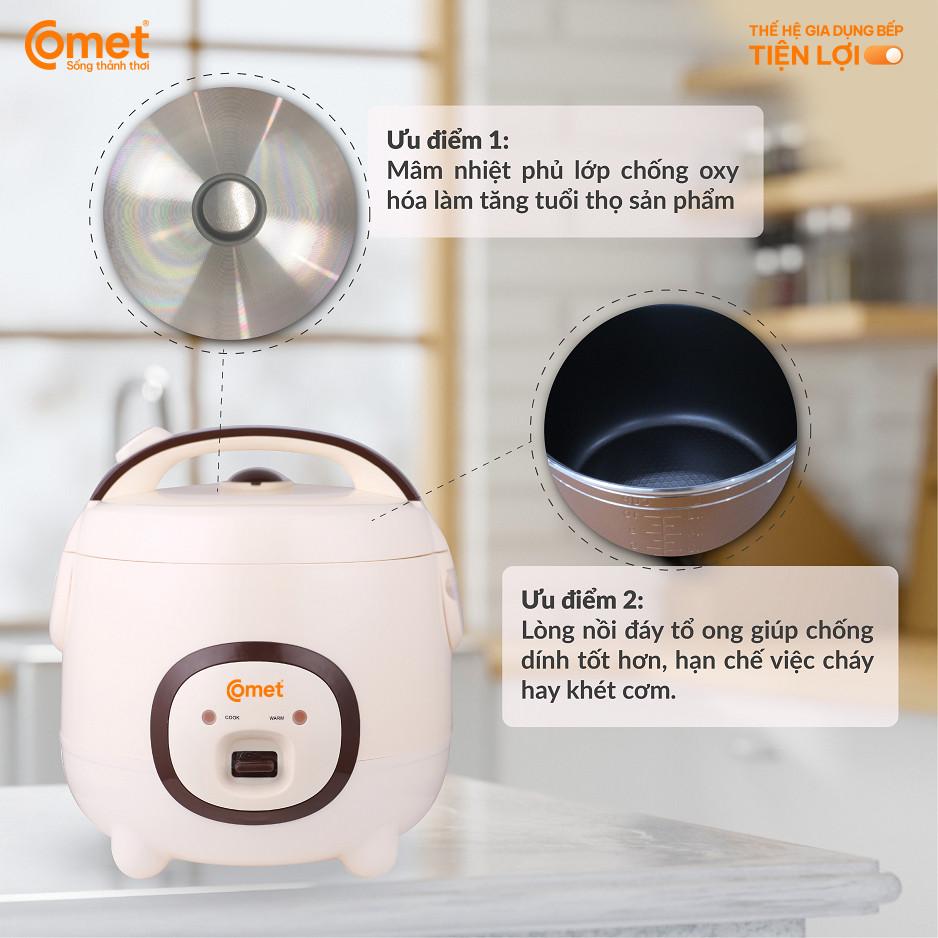 Nồi cơm điện nắp gài 1,8L COMET - CM8007