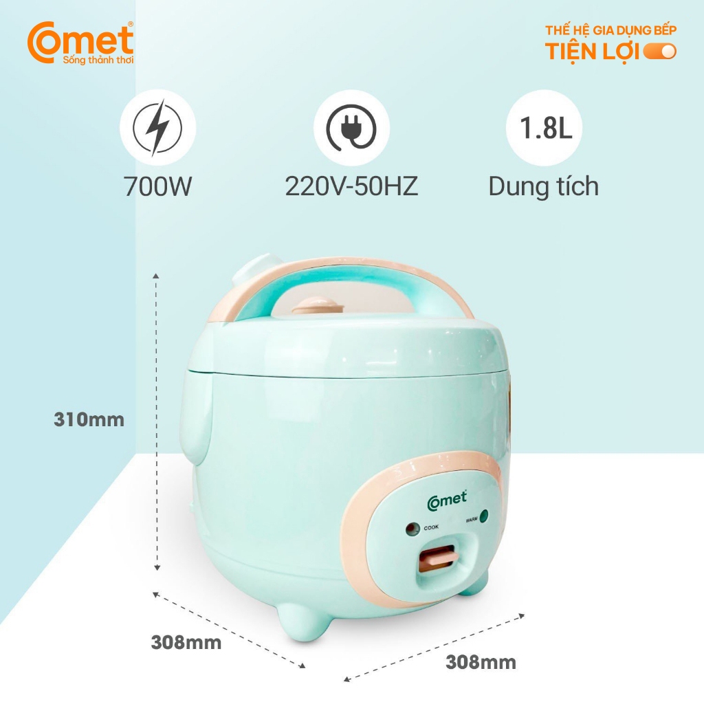 Nồi cơm điện nắp gài 1,8L COMET - CM8007
