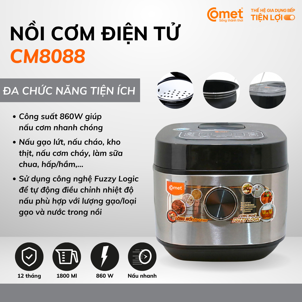 Nồi cơm điện tử COMET CM8088 1.8L