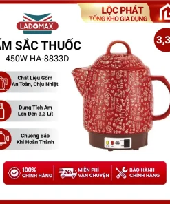 Alternative view of Ấm Sắc Thuốc LADOMAX HA- 8833D 3,3L Có Chuông Báo Mâm Nhiệt Inox Giữ Ấm 2 Chế Độ Nấu