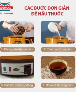 Ấm Sắc Thuốc LADOMAX HA- 8833N 3.3L Mâm Nhiệt Inox Giữ Ấm 2 Chế Độ Nấu