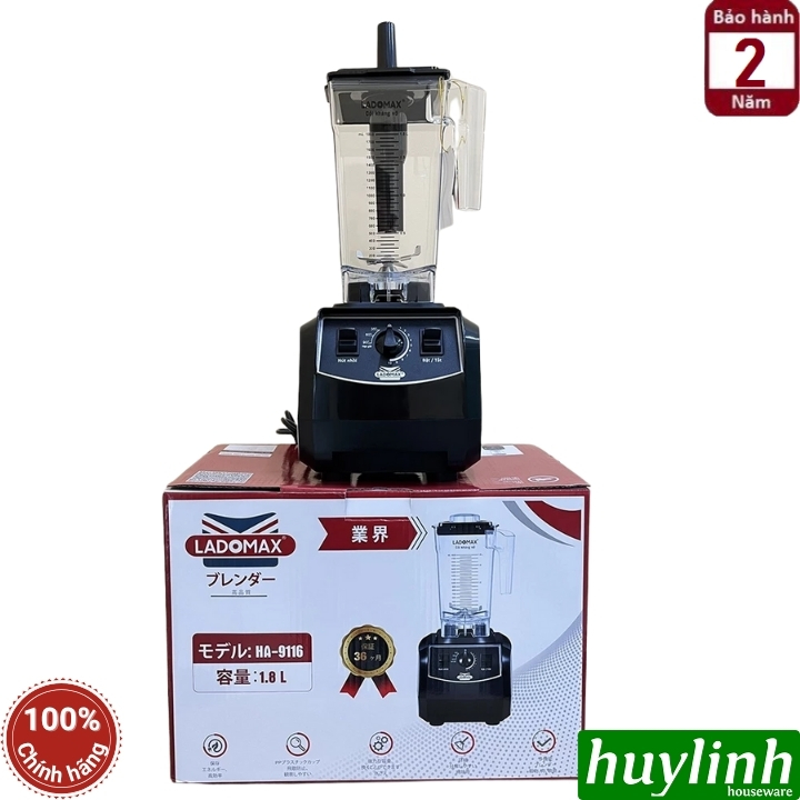 Máy xay sinh tố công nghiệp Ladomax HA-9116 - 2680W - dung tích 1.8 lít - Có hẹn giờ 35s - 60s - 90s