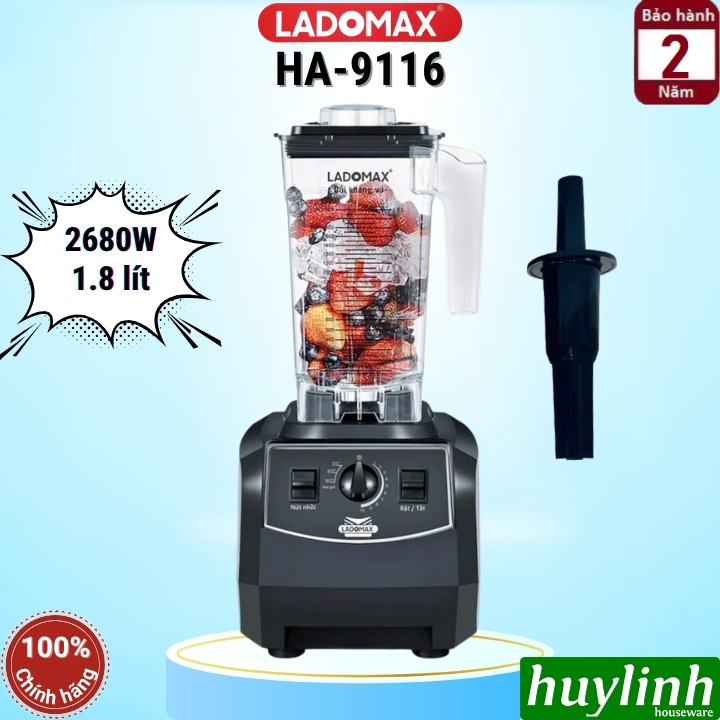 Máy xay sinh tố công nghiệp Ladomax HA-9116 - 2680W - dung tích 1.8 lít - Có hẹn giờ 35s - 60s - 90s