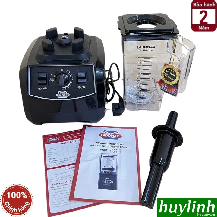 Máy xay sinh tố công nghiệp Ladomax HA-9116 - 2680W - dung tích 1.8 lít - Có hẹn giờ 35s - 60s - 90s