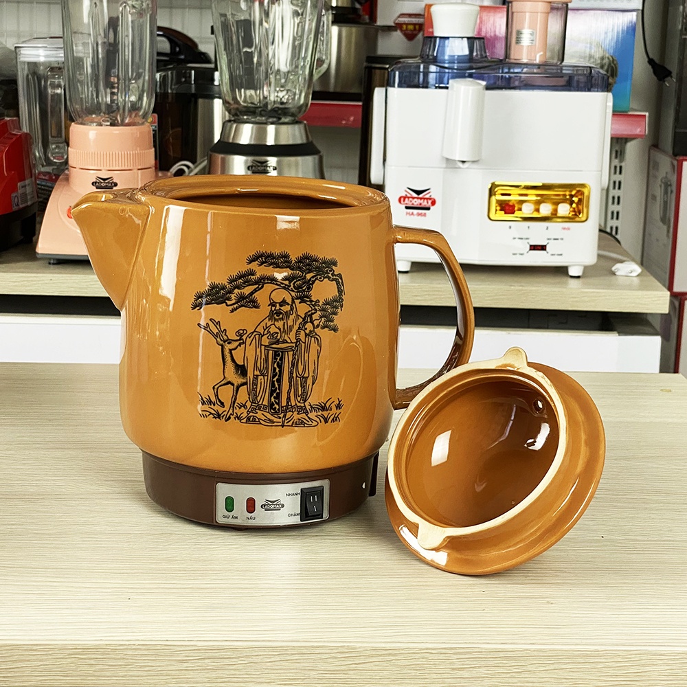 Siêu thuốc 3.3L Ladomax HA-8833 thân gốm sứ tráng men tự động ngắt khi sắc thuốc còn 1 chén