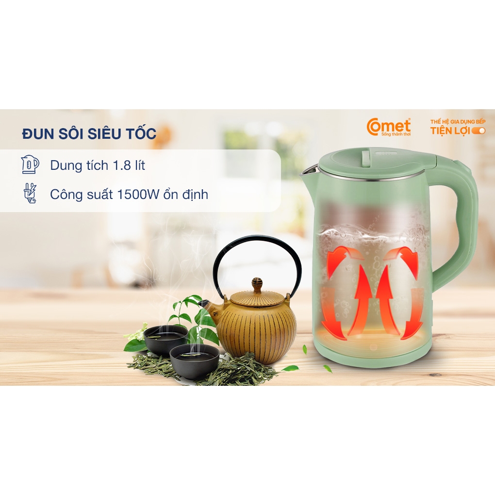 Bình đun siêu tốc COMET CM8218 1.8 lít