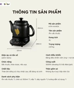 Ấm sắc thuốc Bear HTM-4H40X 4 Lít chỉ với một nút bấm bạn sẽ có ấm thuốc an toàn hiệu quả Ấm sắc thuốc Bear HTM-4H40X 4 Lít chỉ với một nút bấm bạn sẽ có ấm thuốc an toàn hiệu quả