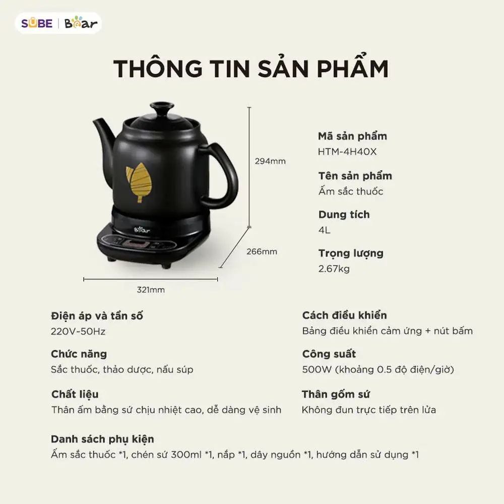 Ấm sắc thuốc Bear HTM-4H40X 4 Lít chỉ với một nút bấm bạn sẽ có ấm thuốc an toàn hiệu quả Ấm sắc thuốc Bear HTM-4H40X 4 Lít chỉ với một nút bấm bạn sẽ có ấm thuốc an toàn hiệu quả - Ảnh 16
