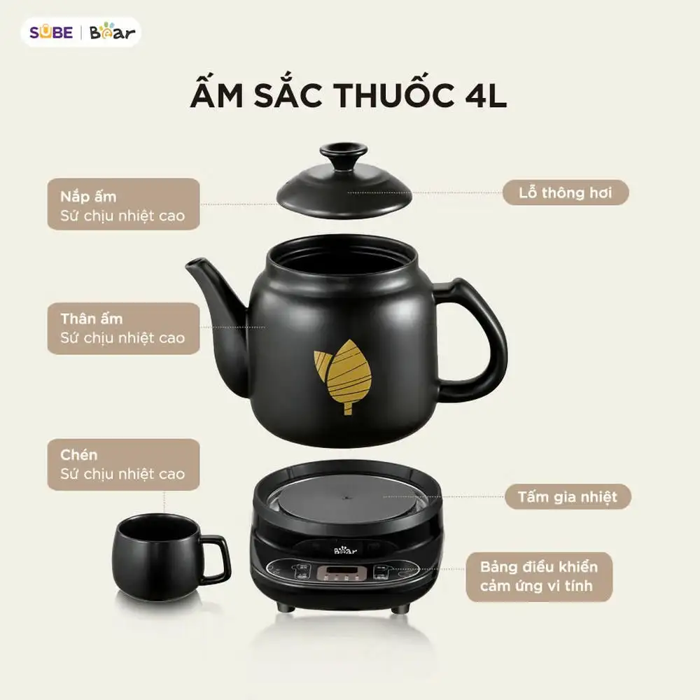Ấm sắc thuốc Bear HTM-4H40X 4 Lít chỉ với một nút bấm bạn sẽ có ấm thuốc an toàn hiệu quả Ấm sắc thuốc Bear HTM-4H40X 4 Lít chỉ với một nút bấm bạn sẽ có ấm thuốc an toàn hiệu quả - Ảnh 13