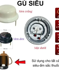 Bộ Sinh Nhiệt Gù Siêu Sắc Thuốc Gang Đúc Phủ Men Điện Trở 450W Thay Thế Chuẩn Bộ Sinh Nhiệt Gù Siêu Sắc Thuốc Gang Đúc Phủ Men Điện Trở 450W Thay Thế Chuẩn