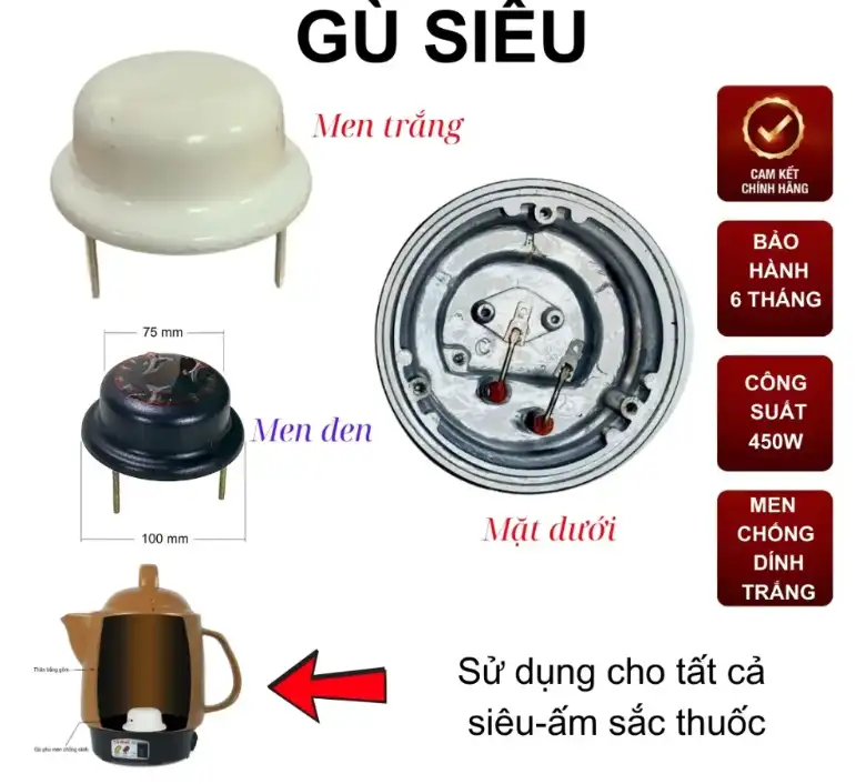 Bộ Sinh Nhiệt Gù Siêu Sắc Thuốc Gang Đúc Phủ Men Điện Trở 450W Thay Thế Chuẩn Bộ Sinh Nhiệt Gù Siêu Sắc Thuốc Gang Đúc Phủ Men Điện Trở 450W Thay Thế Chuẩn - Ảnh 7