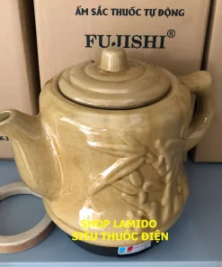 Ấm sắc thuốc điện GỐM SỨ BÁT TRÀNG Fujishi 2.8 lít HK-33BX TRÚC VÀNG Siêu thuốc điện nấu tự động ngắt