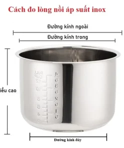 Alternative view of Lòng nồi áp suất Inox 6L Ruột nồi áp suất Inox nồi áp suất điện 6lit 5lít các hãng Khaluck Sunhouse
