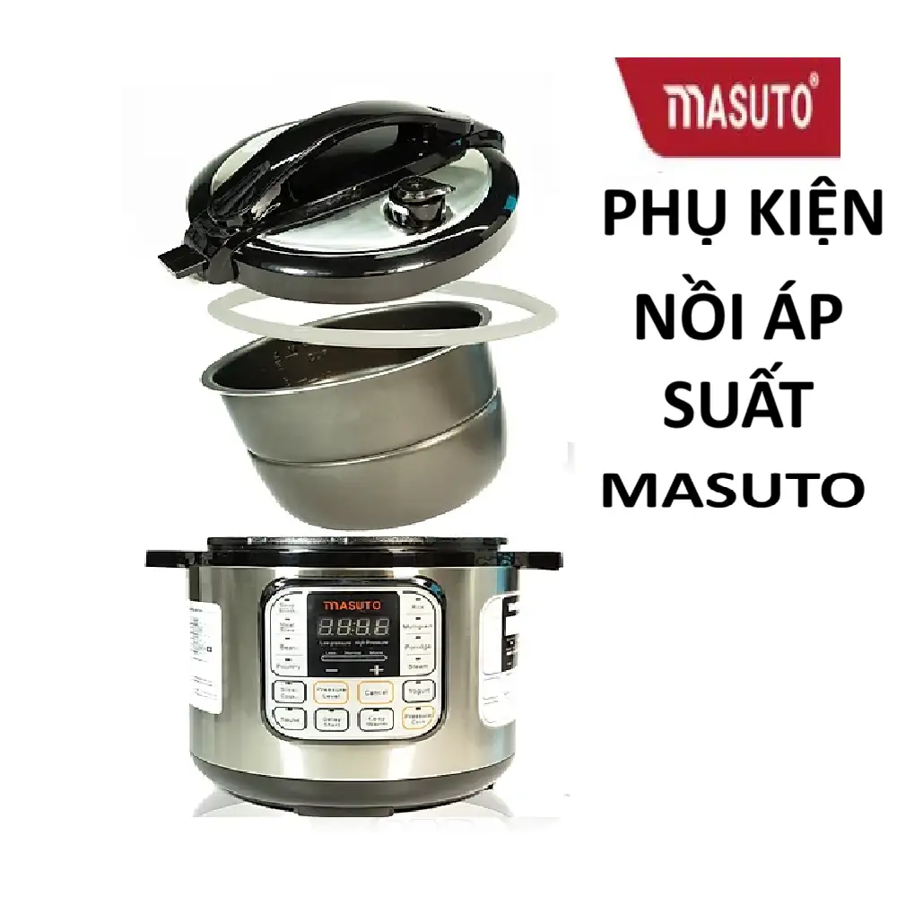 Phụ kiện nồi áp suất Masuto 6 lít LG-06A van xả chính, gioăng ron nắp Phụ kiện nồi áp suất Masuto
