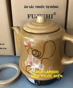 Ấm sắc thuốc điện CÓ CHUÔNG BÁO HIỆU GỐM SỨ BÁT TRÀNG Fujishi 2.8L HK-33BX-BV Siêu thuốc điện nấu tự động ngắt