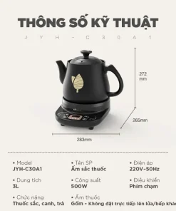 Ấm sắc thuốc 3L đa năng Bear JYH-C30A1 Công suất 500W Giữ Ấm Hẹn Giờ Làm Bằng Gốm Sứ