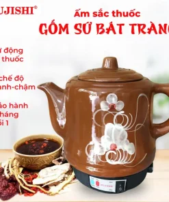 Siêu sắc thuốc điện GỐM SỨ BÁT TRÀNG Fujishi 2.8 lít HK-33BX BÔNG NÂU