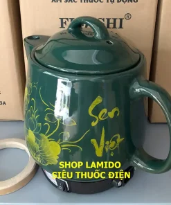 Siêu sắc thuốc điện GỐM SỨ BÁT TRÀNG Fujishi 3.2 lít HK-33B XANH LỤC Ấm thuốc điện nấu tự động ngắt