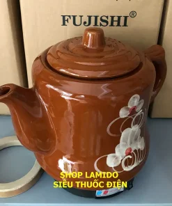 Siêu sắc thuốc điện GỐM SỨ BÁT TRÀNG Fujishi 2.8 lít HK-33BX BÔNG NÂU Ấm thuốc điện nấu tự động ngắt
