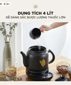 Ấm Sắc Thuốc Bear 4.0L Ấm Sắc Thuốc Bằng Điện Gốm Sứ Chịu Nhiệt Bình Đun Nước Pha Trà Ấm Sắc Thuốc Điện HTM-4H40X
