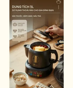 Ấm sắc thuốc bằng điện 3 lít đa năng Bear JYH-D30Z1 800W Ấm gốm Đế rời Giữ ấm Hẹn giờ Ấm sắc thuốc bằng điện 3 lít đa năng Bear JYH-D30Z1 800W Ấm gốm Đế rời Giữ ấm Hẹn giờ