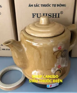 Ấm sắc thuốc điện CÓ CHUÔNG BÁO HIỆU GỐM SỨ BÁT TRÀNG Fujishi 2.8L HK-33BX-BV Siêu thuốc điện nấu tự động ngắt