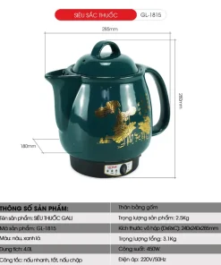 Ấm sắc thuốc gốm Gali GL-1815 4 lít