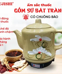 Ấm sắc thuốc điện CÓ CHUÔNG BÁO HIỆU GỐM SỨ BÁT TRÀNG Fujishi 2.8L HK-33BX-BV Siêu thuốc điện nấu tự động ngắt
