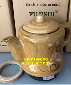 Ấm sắc thuốc điện CÓ CHUÔNG BÁO HIỆU GỐM SỨ BÁT TRÀNG Fujishi 2.8L HK-33BX-BV Siêu thuốc điện nấu tự động ngắt
