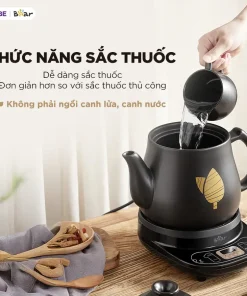 Ấm Sắc Thuốc Bear 4.0L Ấm Sắc Thuốc Bằng Điện Gốm Sứ Chịu Nhiệt Bình Đun Nước Pha Trà Ấm Sắc Thuốc Điện HTM-4H40X