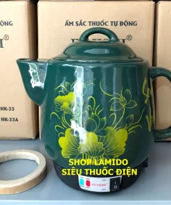 Siêu sắc thuốc điện GỐM SỨ BÁT TRÀNG Fujishi 3.2 lít HK-33B XANH LỤC Ấm thuốc điện nấu tự động ngắt