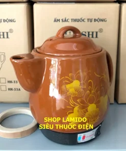 Ấm sắc thuốc điện CÓ CHUÔNG BÁO HIỆU GỐM SỨ BÁT TRÀNG Fujishi 3.2 lít HK-33B-NA Siêu thuốc điện nấu tự động ngắt
