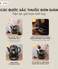 Ấm Sắc Thuốc Bear 4.0L Ấm Sắc Thuốc Bằng Điện Gốm Sứ Chịu Nhiệt Bình Đun Nước Pha Trà Ấm Sắc Thuốc Điện HTM-4H40X