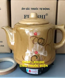 Alternative view of Ấm sắc thuốc điện CÓ CHUÔNG BÁO HIỆU GỐM SỨ BÁT TRÀNG Fujishi 2.8L HK-33BX-BV Siêu thuốc điện nấu tự động ngắt