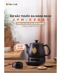Ấm sắc thuốc 3L đa năng Bear JYH-C30A1 Công suất 500W Giữ Ấm Hẹn Giờ Làm Bằng Gốm Sứ