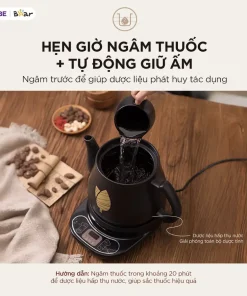 Ấm Sắc Thuốc Bear 4.0L Ấm Sắc Thuốc Bằng Điện Gốm Sứ Chịu Nhiệt Bình Đun Nước Pha Trà Ấm Sắc Thuốc Điện HTM-4H40X