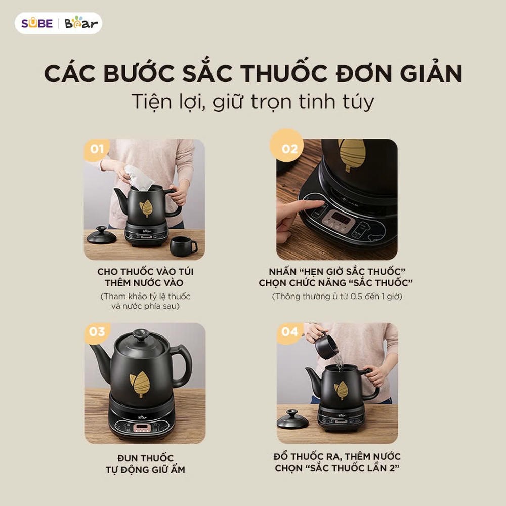 Ấm Sắc Thuốc Bắc HTM-4H40X 4 lít Bear Siêu Sắc Thuốc Ấm Sắc Thuốc Ấm Nấu Thuốc Bắc Siêu Nấu Thuốc Nam Ấm Điện Sắc Thuốc