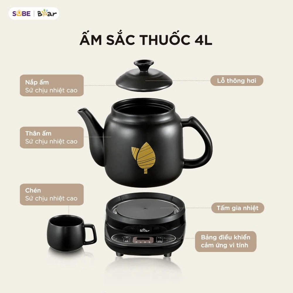 Ấm Sắc Thuốc Bắc HTM-4H40X 4 lít Bear Siêu Sắc Thuốc Ấm Sắc Thuốc Ấm Nấu Thuốc Bắc Siêu Nấu Thuốc Nam Ấm Điện Sắc Thuốc