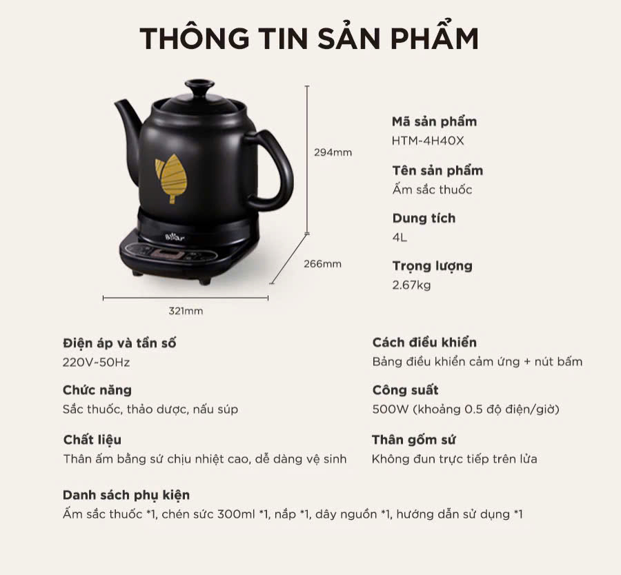 Ấm Sắc Thuốc Bằng Điện BEAR 4.0L Ấm Sắc Thuốc Bắc Gốm Sứ Chịu Nhiệt Bình Đun Nước Pha Trà Ấm Sắc Thuốc Điện HTM-4H40X Ấm Sắc Thuốc Bằng Điện BEAR 4.0L Ấm Sắc Thuốc Bắc Gốm Sứ Chịu Nhiệt Bình Đun Nước Pha Trà Ấm Sắc Thuốc Điện HTM-4H40X