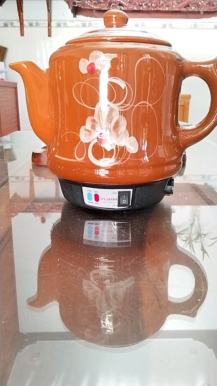 Siêu sắc thuốc điện GỐM SỨ BÁT TRÀNG Fujishi 2.8 lít HK-33BX BÔNG NÂU Ấm thuốc điện nấu tự động ngắt